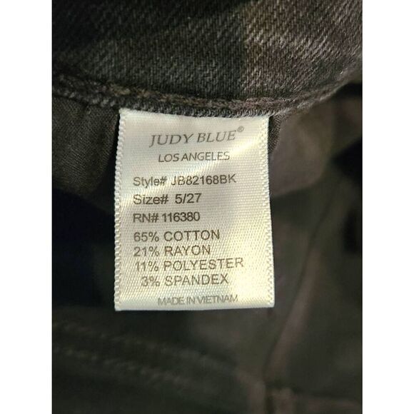 Judy Blue 'Skinny Fit' distressed peek of cheetah women black jeans 5/27 (27x26) - Picture 10 of 10